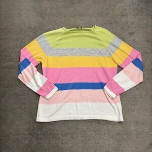 Maus & Hoffman Pastel Stripe Cotton Crew Neck Long Sleeve Sweater Easter Spring